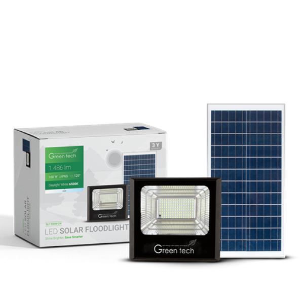 LED REFLEKTOR 100W GREENTECH 6500K SOLARNI 2-DELNI SLF-100W-CW