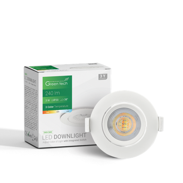 LED SPOT UGR 3W GREENTECH 3CCT 3000-4000-6500K DWX-3WH BELI SA ZAKRETANJEM