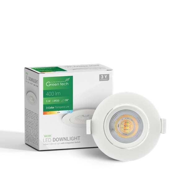 LED SPOT UGR 5W GREENTECH 3CCT 3000-4000-6500K DWX-5WH BELI SA ZAKRETANJEM