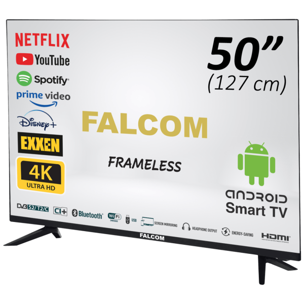 Falcom Smart LED TV @ Android 50'', UHD 4K, DVB-S2/T2/C, HDMI, WiFi - TV-50LTF022SM
