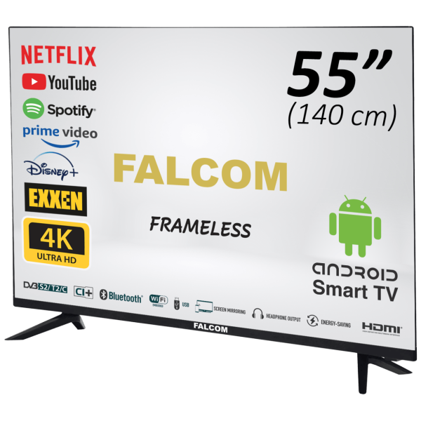 Falcom Smart LED TV@Android 55'', UHD 4K, DVB-S2/T2/C, HDMI, WiFi - TV-55LTF022SM