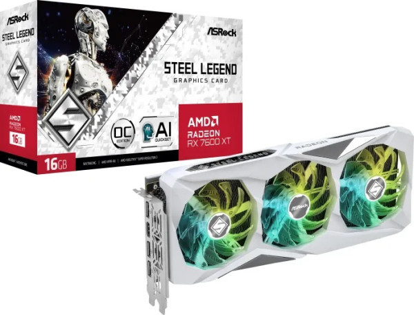 SVGA Asrock Radeon RX 7600 XT Steel Legend 16G OC, RX7600XT SL 16GO