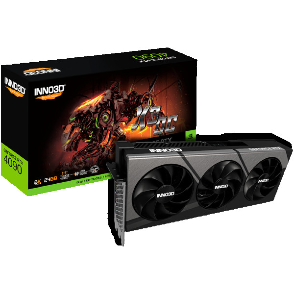 INNO3D NVIDIA Video Card RTX 4090 X3 OC 24GB GDDR6X 384bit, 2520MHz  21Gbps, 3x DP, 1x HDMI, 3 fan, 3 slot ( N40903-246XX-18332989 ) 