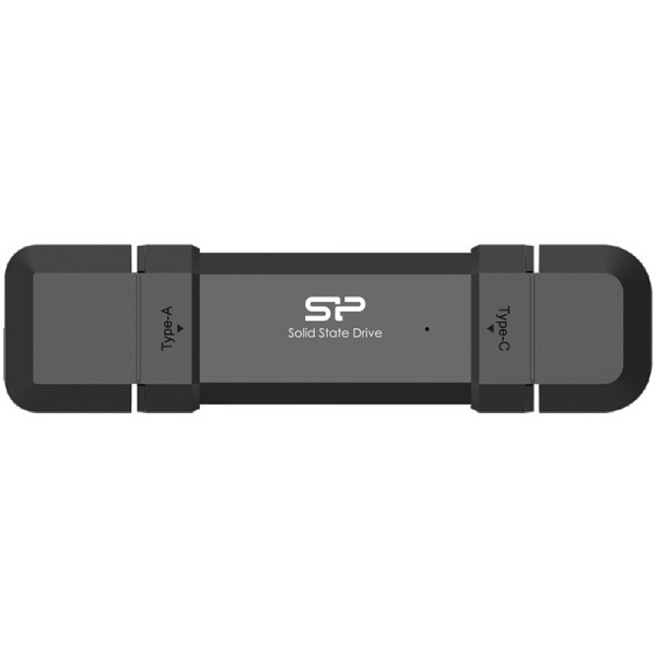 Silicon Power 250GB DS72 Dual USB-CUSB 3.2 Gen 2, Portable External SSD, Steam Deck and iPhone 15 Pro, RW: up to 1050MBs; 850MBs, Black ( SP250GBUC3S72V1K )