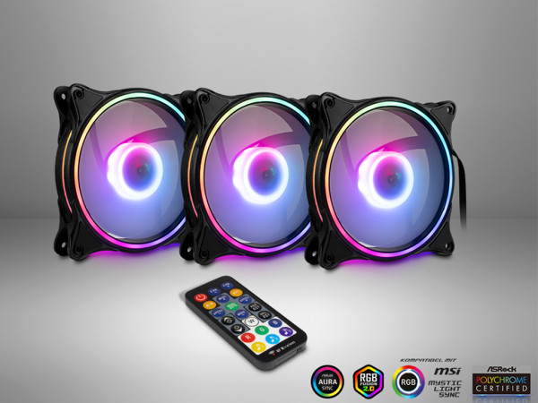 Kuler za InterTech Fan Set Argus RS-08 3x 12cm ventilator RGB,Rfe' ( '88885541' ) 