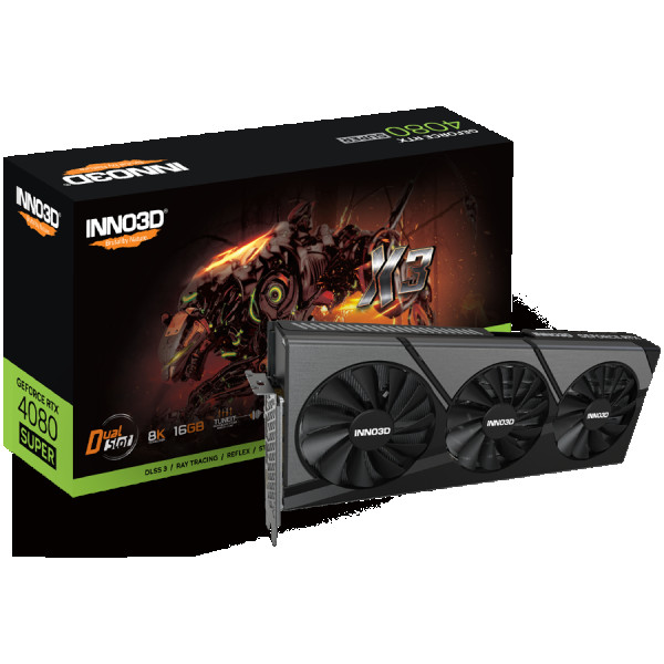 INNO3D GEFORCE RTX 4080 SUPER X3 16GB GDDR6X 256bit, 2580MHz  23Gbps, 3x DP, 1x HDMI, 3 slot, 3 fan ( N408S3-166X-18703552 )