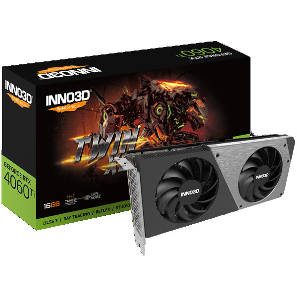 INNO3D NVIDIA RTX 4060 Ti 16GB GDDR6 128bit, 2250MHz  18Gbps, 3xDP, 1x HDMI, 2 fan, 2 slot ( N406T2-16D6-178055N )