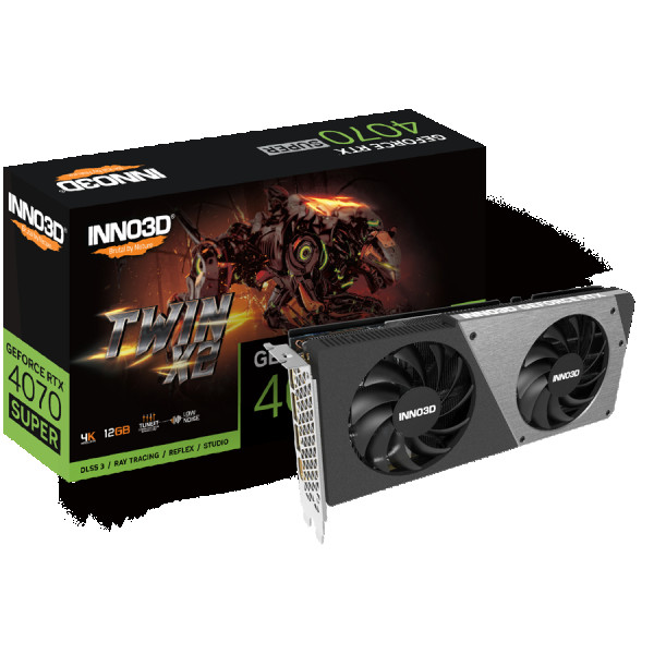 INNO3D GEFORCE RTX 4070 SUPER TWIN X2 12GB GDDR6X 192bit, 2505MHz  21Gbps, 3x DP, 1x HDMI, 2 slot, 2 fan ( N407S2-126X-186162N )