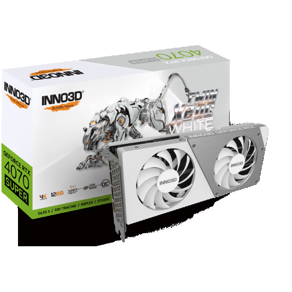 INNO3D GEFORCE RTX 4070 SUPER TWIN X2 OC WHITE 12GB GDDR6X 192bit, 2505MHz  21Gbps, 3x DP, 1x HDMI, 2 slot, 2 fan ( N407S2-126XX-186162W )
