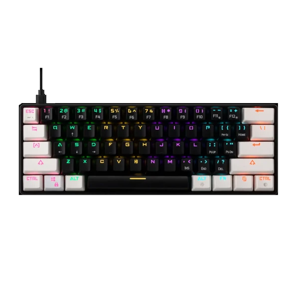 Tastatura Gamdias Aura GK2 Mehanička 60% RGB crno/bela