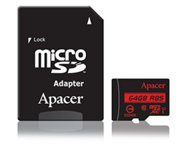 APACER Memorijska kartica UHS-I U1 MicroSDXC 64GB class 10 + Adapter AP64GMCSX10U5-R