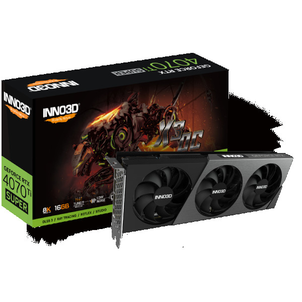 INNO3D GEFORCE RTX 4070 Ti SUPER X3 OC 16GB GDDR6X 256bit, 2640MHz  21Gbps, 3x DP, 1x HDMI, 2,5 slot, 3 fan ( N407TS3-166XX-186158N )