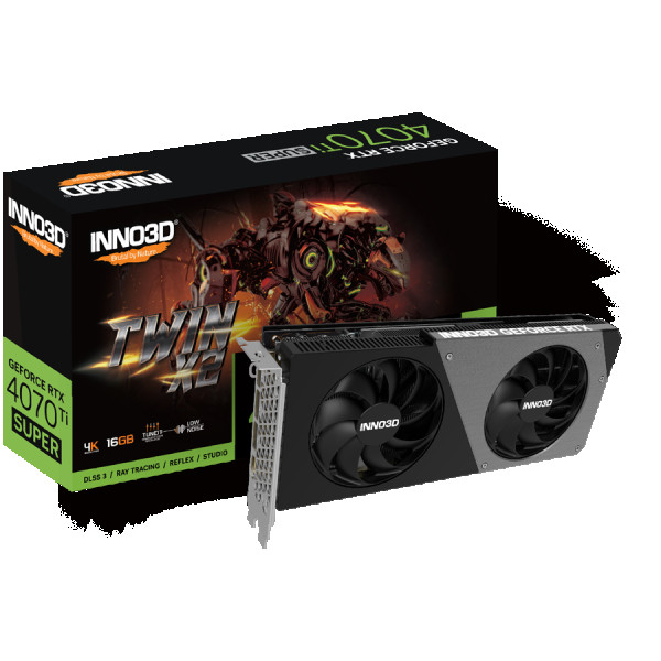 INNO3D GEFORCE RTX 4070 Ti SUPER TWIN X2 16GB GDDR6X 256bit, 2610MHz  21Gbps, 3x DP, 1x HDMI, 2,5 slot, 2 fan ( N407TS2-166X-186156N )
