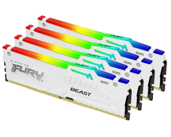 KINGSTON DIMM DDR5 128GB (4x32GB kit) 5200MT/s KF552C40BWAK4-128 FURY Beast White RGB XMP 