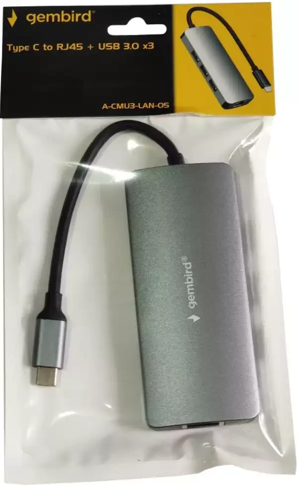 USB HUB Cablexpert A-CMU3-LAN-01 USB-C - 4xUSB/LAN
