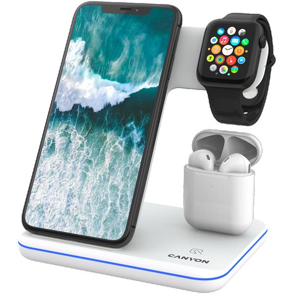 CANYON wireless charger WS-302 15W 3in1 White ( CNS-WCS302W )