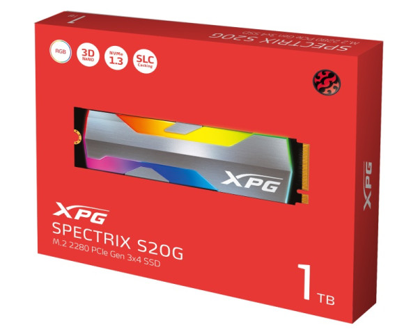 A-DATA 1TB M.2 PCIe Gen3 x4 XPG SPECTRIX S20G RGB ASPECTRIXS20G-1T-C SSD 