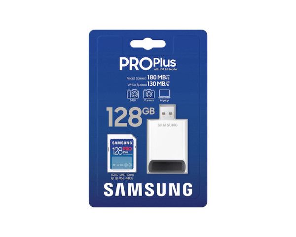 SAMSUNG Memorijska kartica PRO Plus Full Size SDXC 128GB U3 + Card Reader MB-SD128SB 