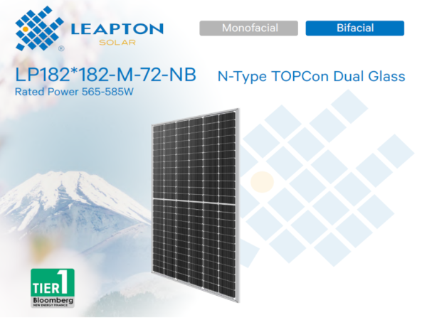 PV modul LEAPTON,580W,BF,N tip,1400mm, silver frame