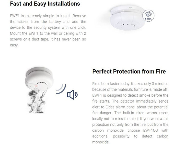 ELDES EWF1 bežični detektor dima 