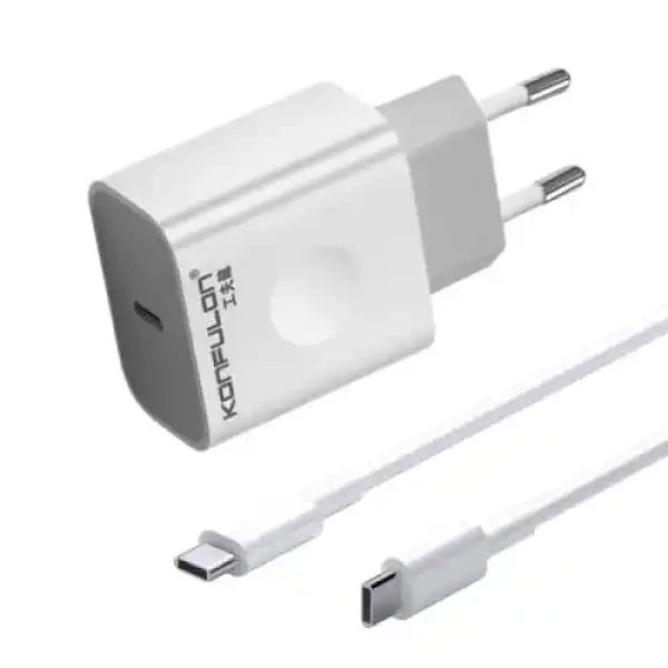 Kućni brzi punjač Konfulon C69D 20W + DC15 Type C KABL
