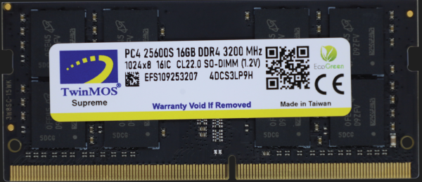 RAM SODIMM DDR4 16GB 3200MHz TwinMOS MDD416GB3200N BULK