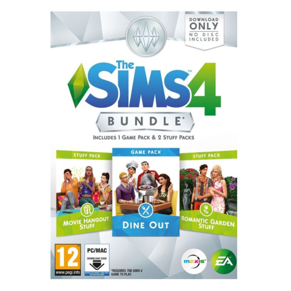 PC The Sims 4 Bundle Pack 5 Dine Out + Movie Hangout Stuff + Romantic Garden Stuff (Code in a Box)